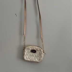 Michael Kors Tan and Gold Crossbody Bag